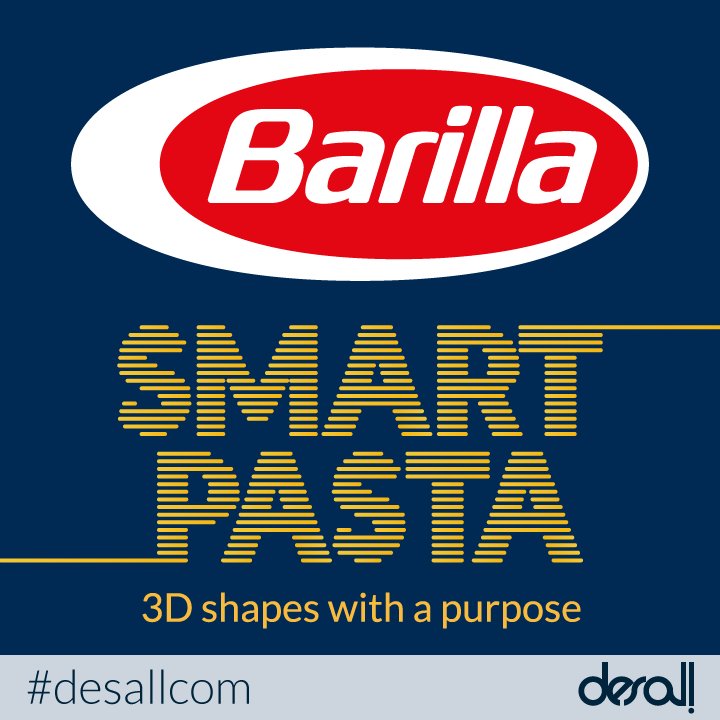 desallcom's tweet photo. What pasta shape are you going to design for Barilla? SMART PASTA is open for entries on #Desall! Learn more https://t.co/NyGxo8LdxS https://t.co/GfGnHf4gQH