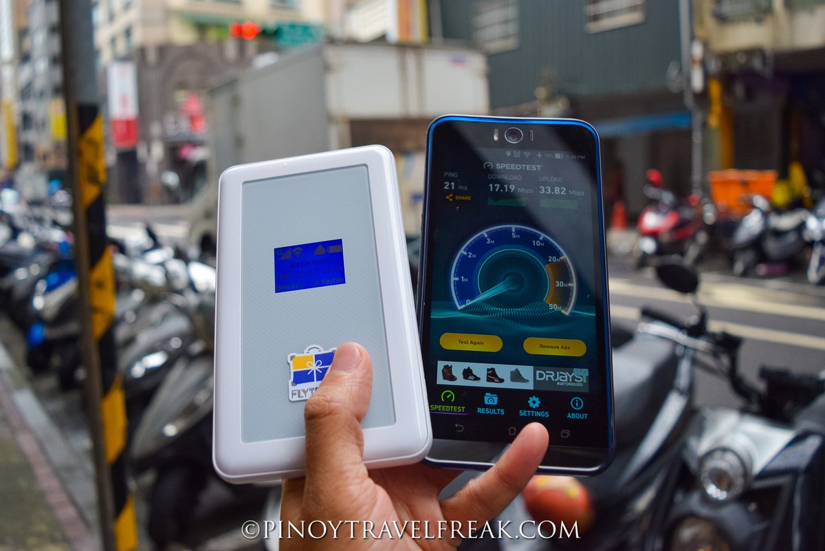 pnoytravelfreak's tweet photo. Look at my internet speed in Taiwan with my @flytpack travel wifi - fast and reliable internet! #flytpack #flytpackhelps #flytpacktravels https://t.co/lqyN2dmnEe