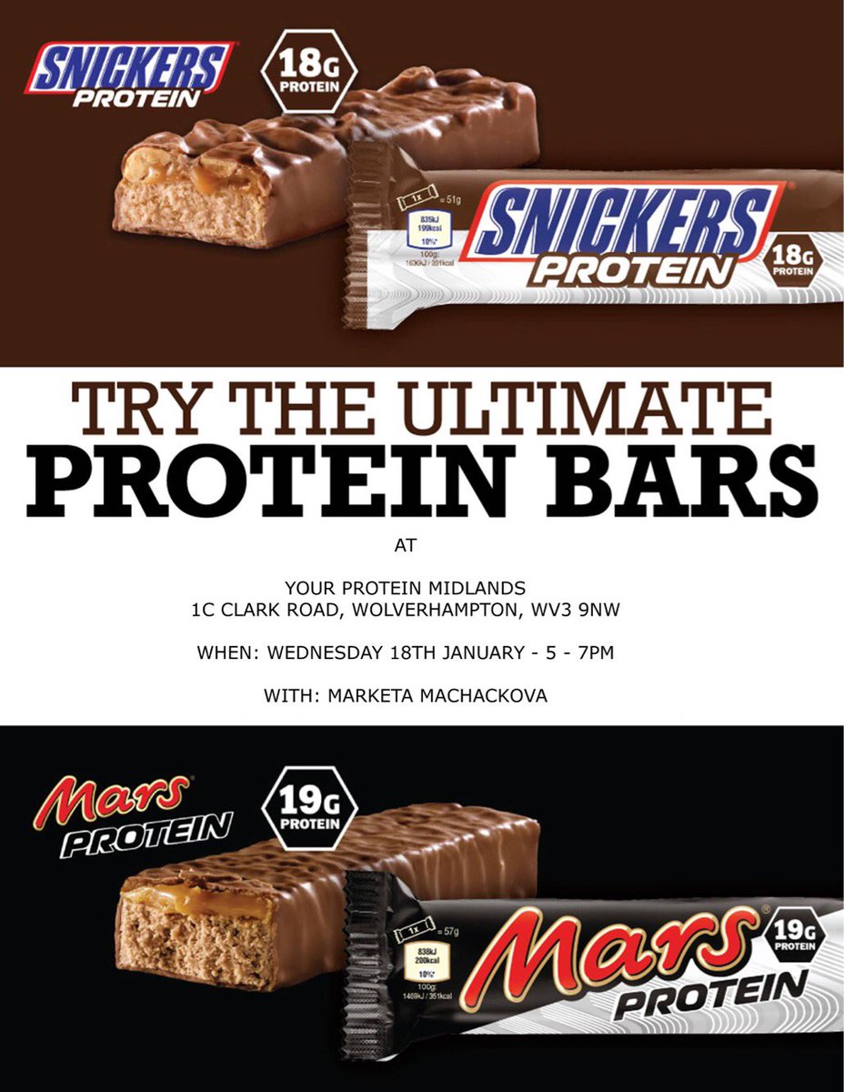 mmachajda's tweet photo. Want to try the Mars and Snickers Protein Bars, pop by and grab yourself one from me this Wednesday in @YourProteinMid @Body_Temple https://t.co/Uh49NZVmsq