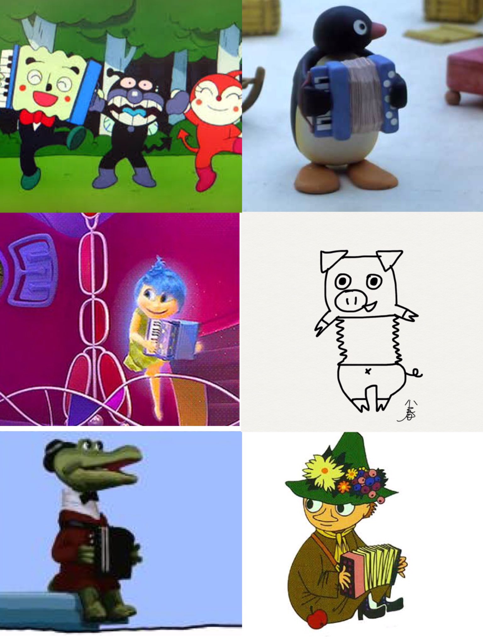 Twitter 上的 小春 チャラン ポ ランタン アコーディオンを持ってるキャラクターやアコーディオンなキャラクターてわりといるんだよね アコーディオンマン アンパンマン ピングー ピングー よろこび インサイド ヘッド ジャバトン チャラン ポ
