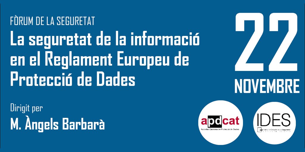 IDES_org's tweet photo. Vídeo resum del Fòrum de 22/11/16. La seguretat de la informació en el Reglament Europeu de Protecció de dades  https://t.co/NRbdfP9Eoo https://t.co/fbyGdDpb8g