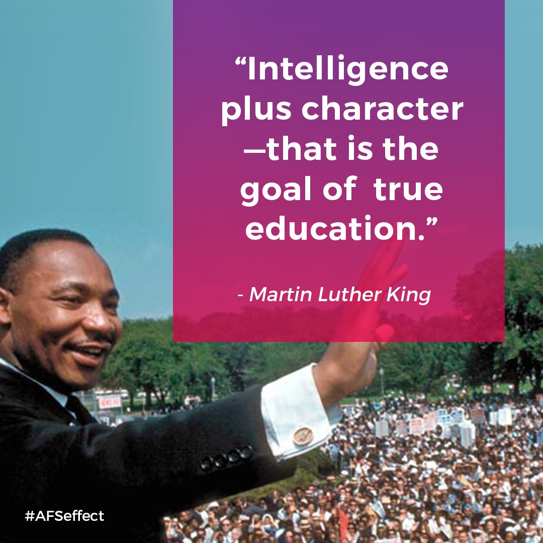 AFS's tweet photo. AFS provides intercultural experiences to global citizens and changemakers that help create a more just world and peaceful world #MLKDAY https://t.co/5DzBNTTWT4