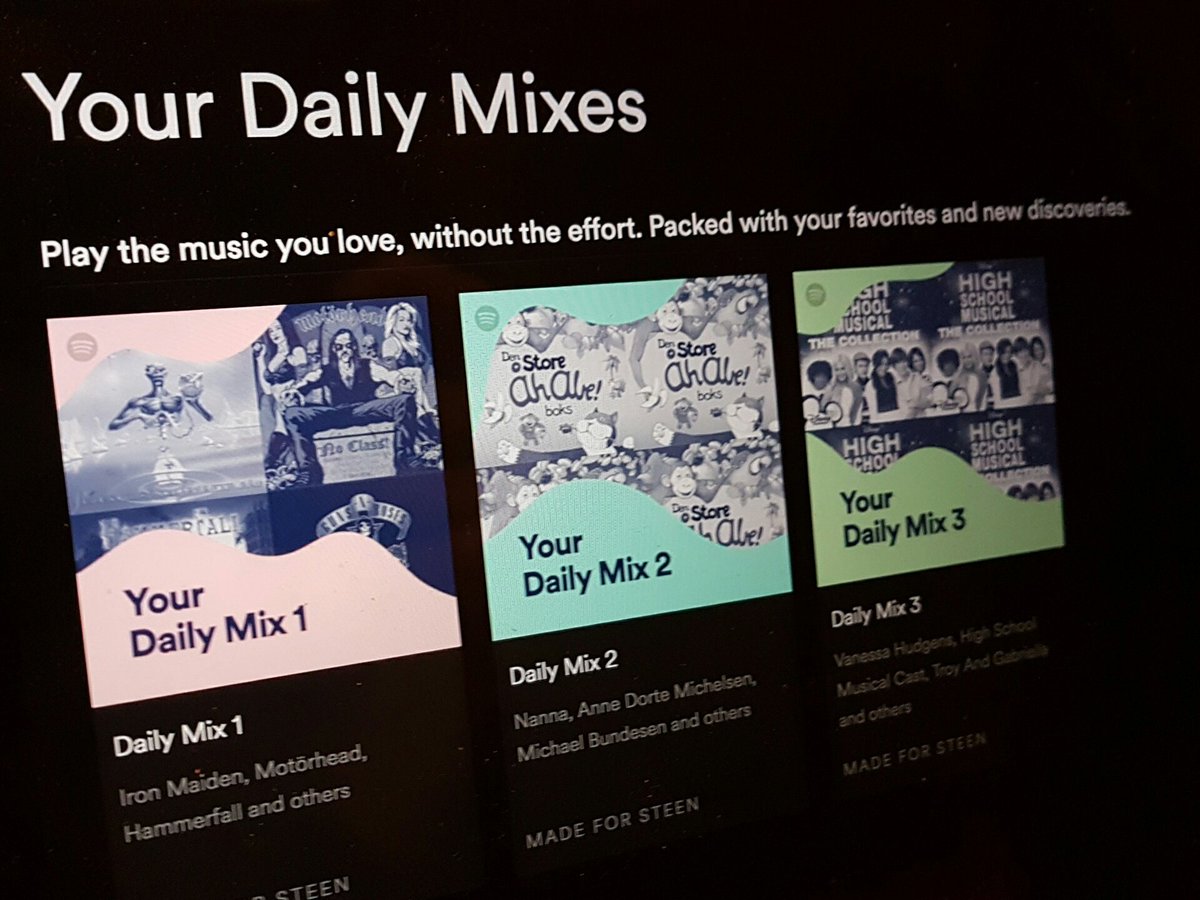 MarieToftP's tweet photo. Haha. Spotify's foreslåede mixes til min mand 😂😂#spotify https://t.co/Z4Y5m7j9iC