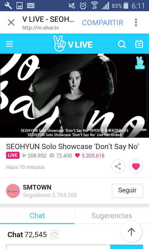 SoneYELFArlene's tweet photo. #DontSayNo
#10YearsWithSeohyun
Es una chica poderosa terminó el en vivo con 5m like https://t.co/wAOMWsGXD1