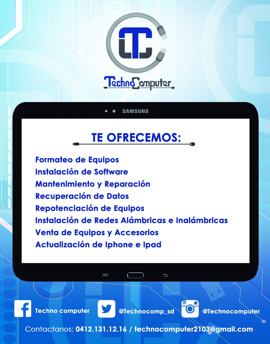 technocomp_sd's tweet image. Recuerda todos lo servicios que tenemos, no dejes tu equipo en manos de cualquiera... #technocomputer #tecnologia #servicio #mantenimiento