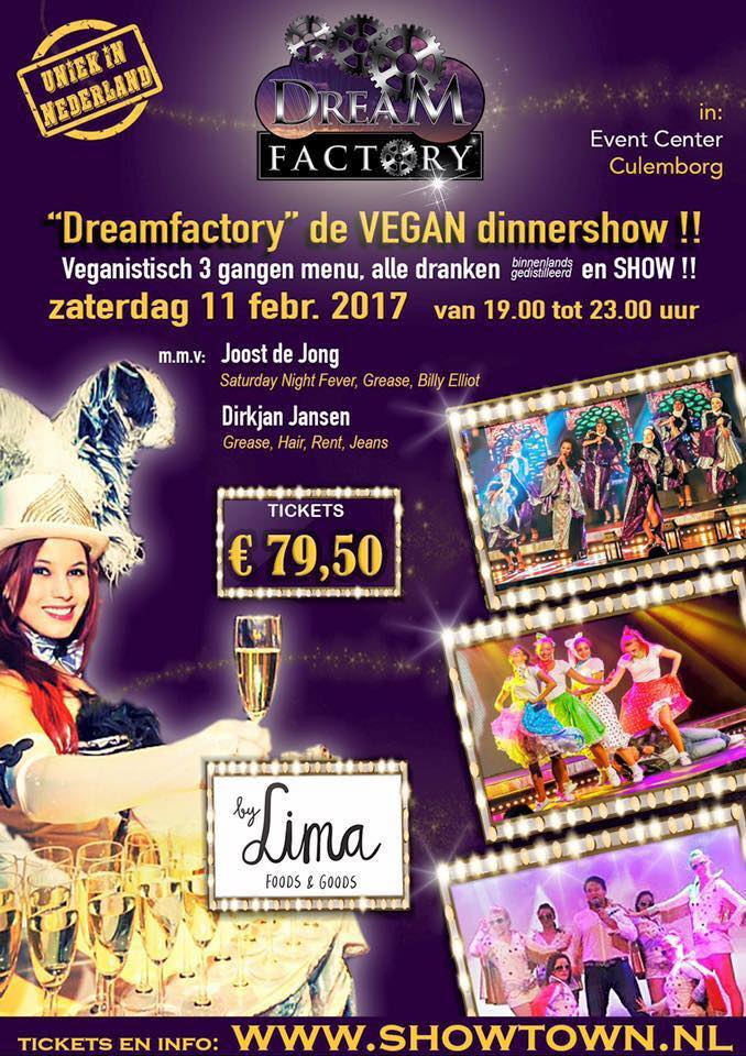 Soms komen dromen uit, zaterdag 11 februari is 💖 'Dreamfactory' 💖 dé #VEGAN #dinnershow❣️ 😊 facebook.com/events/5702318…