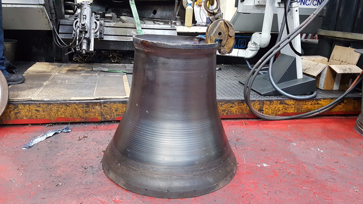 A mild steel bellmouth spun on our PNC 600 machine. To see our capabilities, please visit metal-spinners.com #metalspinning