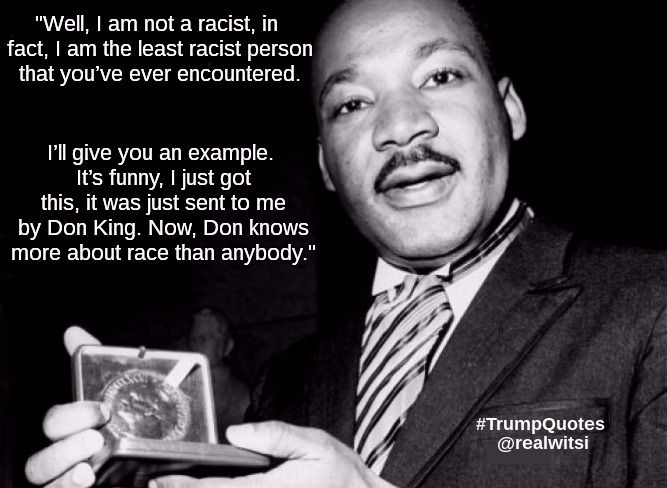 realWITSI's tweet photo. #witsi #trumpmemes #trumpquotes #mlk #donking #authorityonrace #exclusionaryrule #martinlutherking #martinlutherkingjr #ihaveadream #blm https://t.co/yJdz5sSwXC
