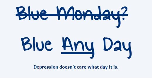 rcpsych's tweet photo. #BlueMonday? 

Nope.

@MindCharity talk about the reality of #BlueAnyDay https://t.co/w60l9kKWz4 https://t.co/t5KFFXNFNu