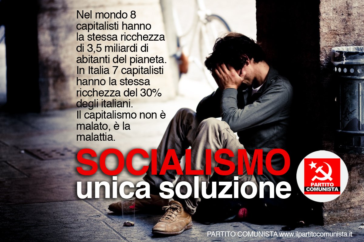 PartitComunista's tweet photo. I dati dell'#Oxfam testimoniano la crescita della #disuguaglianza in Italia e nel mondo. #Socialismo unica soluzione. https://t.co/M4DIleSada