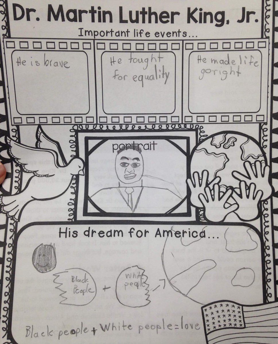 playdates_pres's tweet photo. On #MLKday2017, some #2ndgradewisdom. #BeBrave #EqualityforAll #lovetrumpshate https://t.co/M4Jx47FKgj https://t.co/UiXgL7Thmu