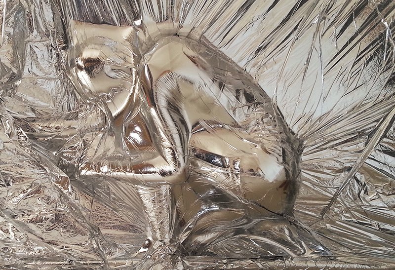 CreatorsProject's tweet photo. This artist is preparing you for space by vacuum-sealing you in metallic membranes: https://t.co/EaGAna5nYe https://t.co/MHBeJhf9oL