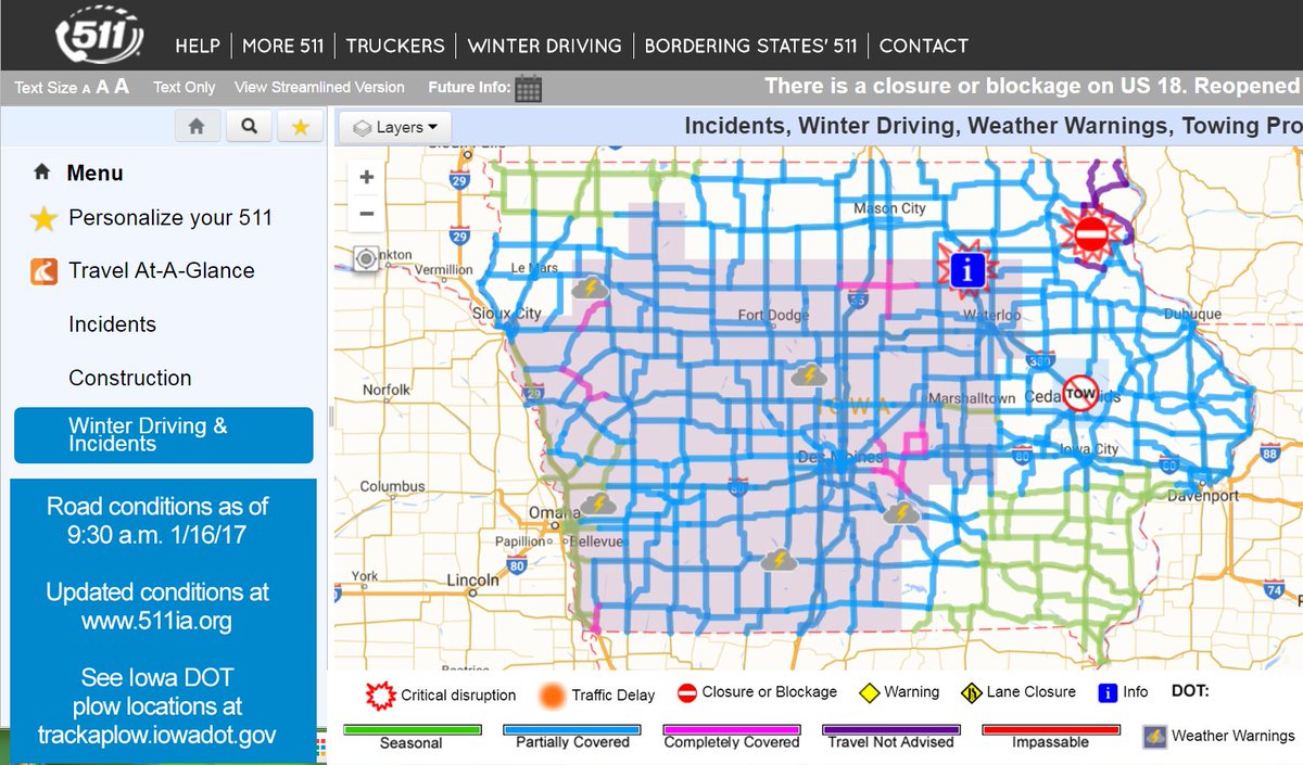 Iowa Road Conditions Map Map Of The World