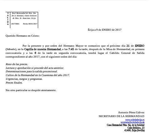 CABILDO GENERAL DE SALIDA: información en la imagen adjunta