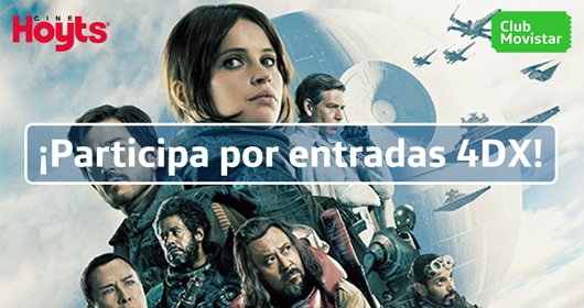 MovistarChile's tweet photo. #Concurso: ¡El Club te regala entradas 4DX en @hoytschile! Sólo haz RT y estarás participando x entradas dobles para ver #RogueOne https://t.co/8tRcNtxMZn