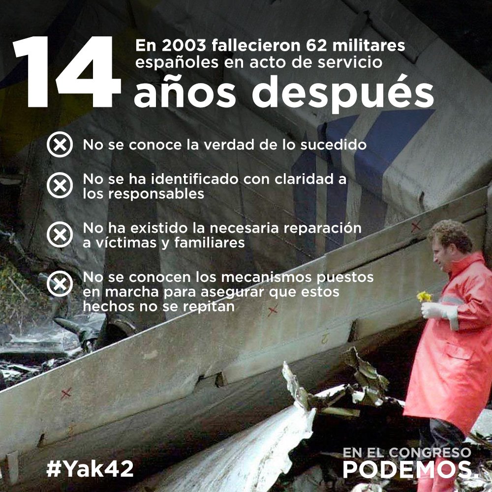 PodemosCongreso's tweet photo. "Solo el tesón y el esfuerzo de las familias han hecho que este asunto no caiga en el olvido" @Pablo_Iglesias_ #Yak42 https://t.co/0jIQAgcYx1
