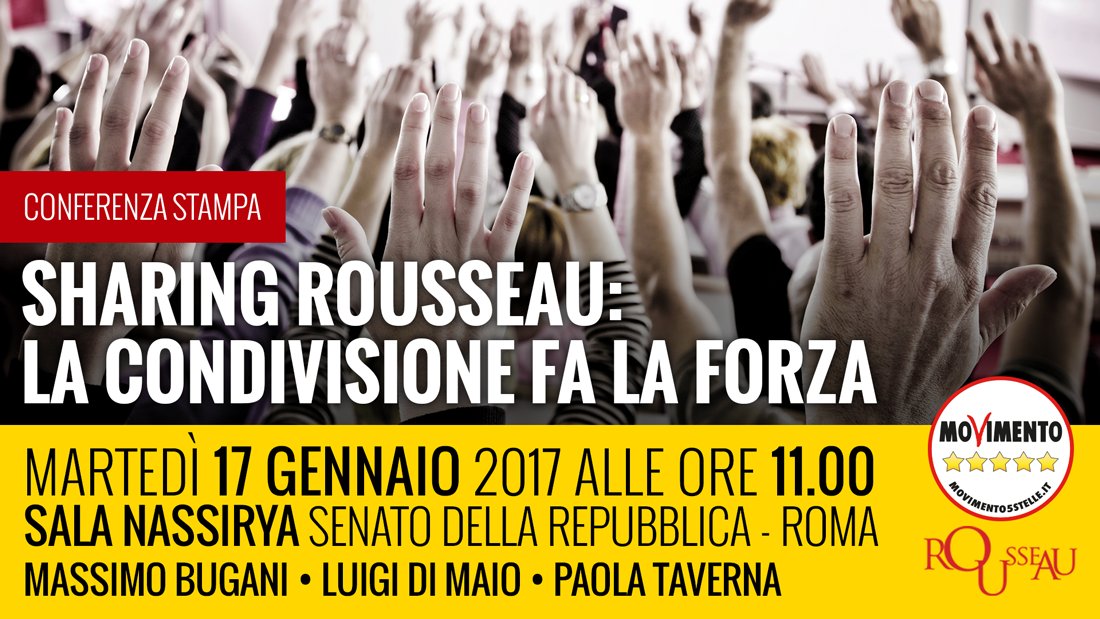Mov5Stelle's tweet photo. #Sharing #Rousseau, domani alle 11 presentazione della nuova funzione del sistema operativo #M5S! https://t.co/LNLLgOJIRY