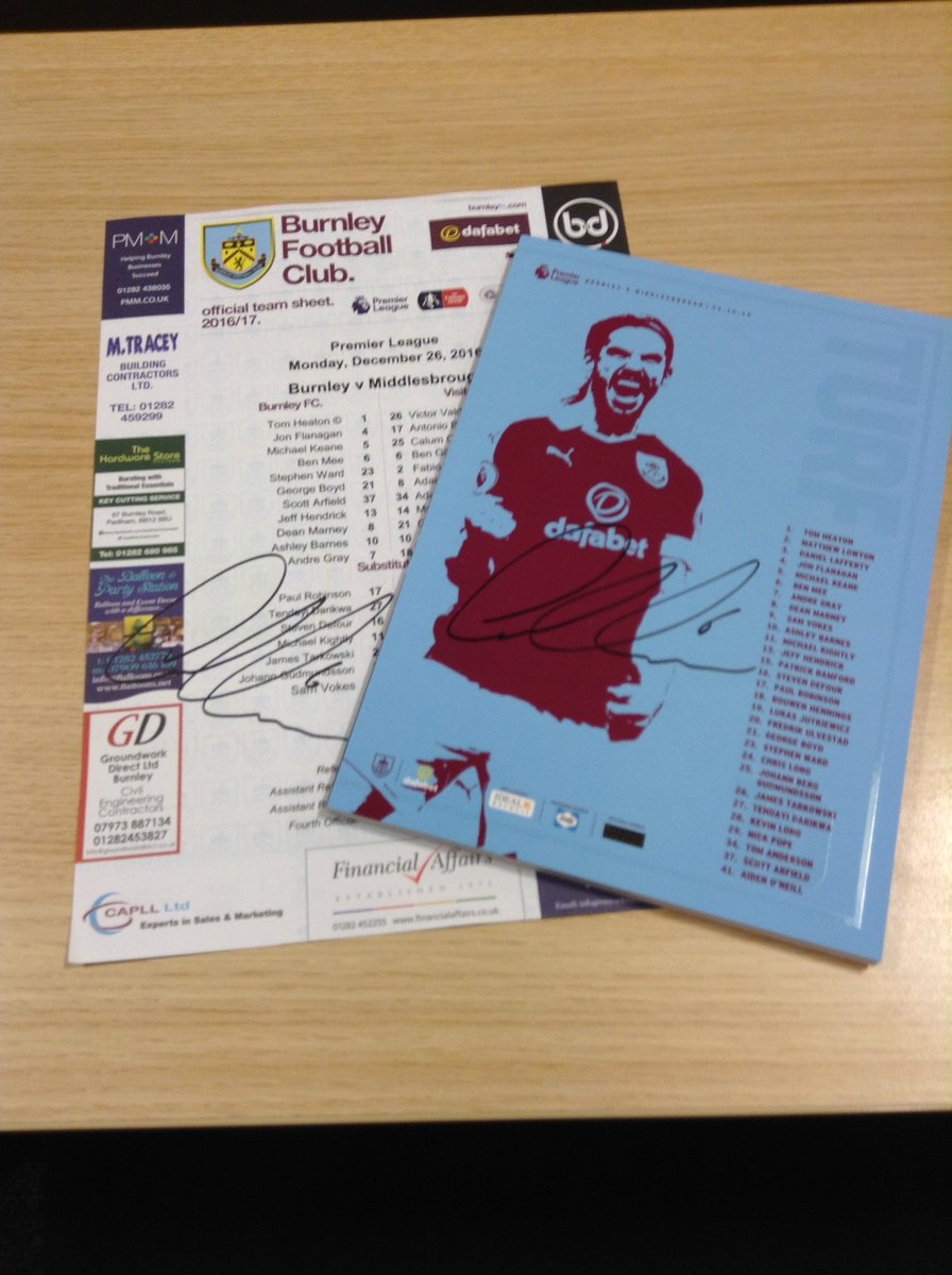 Dafabet's tweet image. #Clarets, we&apos;re giving away3⃣signed programmes +team sheets✍️ @JeffHendrick92,@AndreGray7 +Ben Mee. For the chance to WIN1⃣RT &amp;amp; Follow 18+