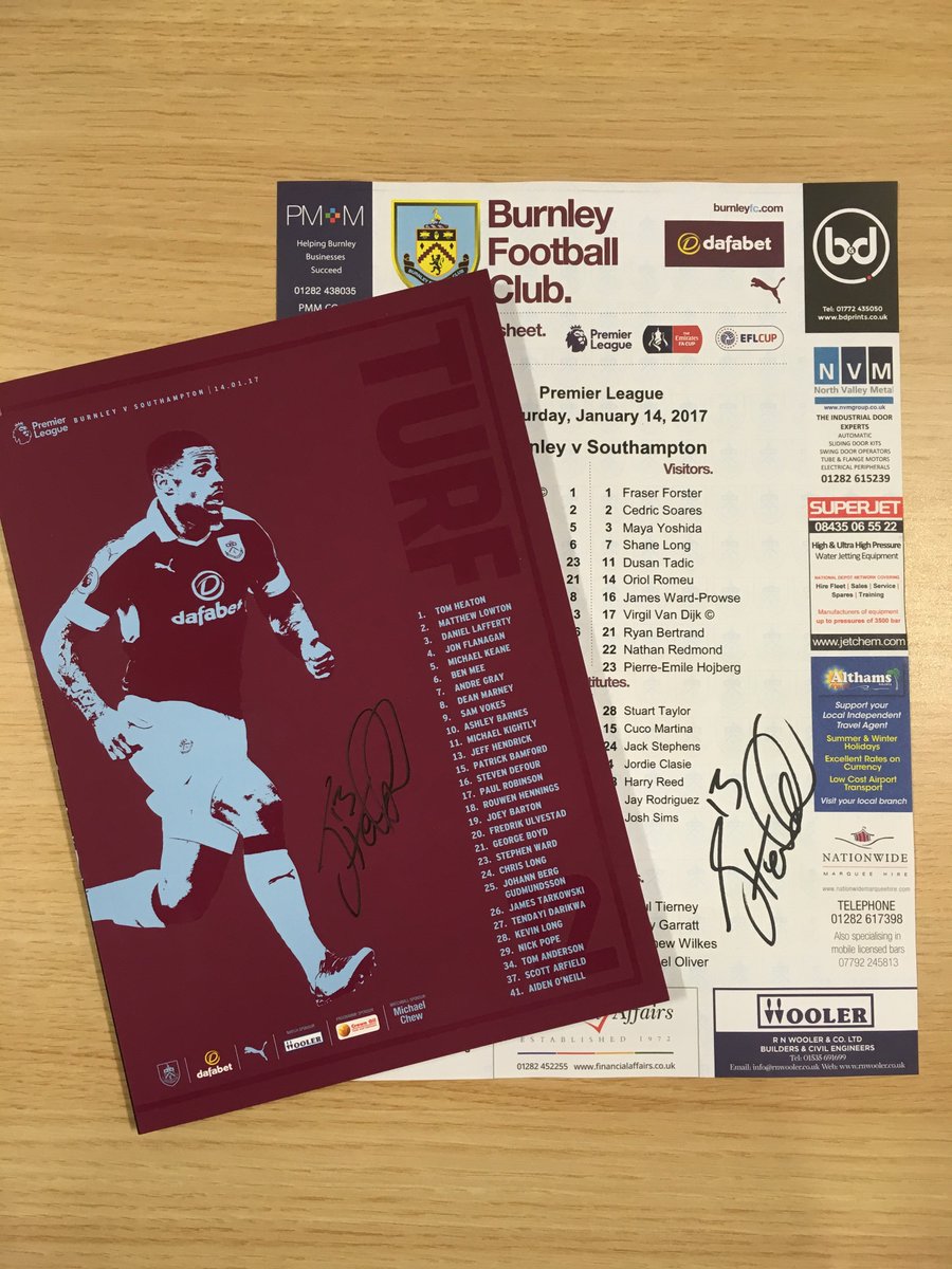 Dafabet's tweet image. #Clarets, we&apos;re giving away3⃣signed programmes +team sheets✍️ @JeffHendrick92,@AndreGray7 +Ben Mee. For the chance to WIN1⃣RT &amp;amp; Follow 18+