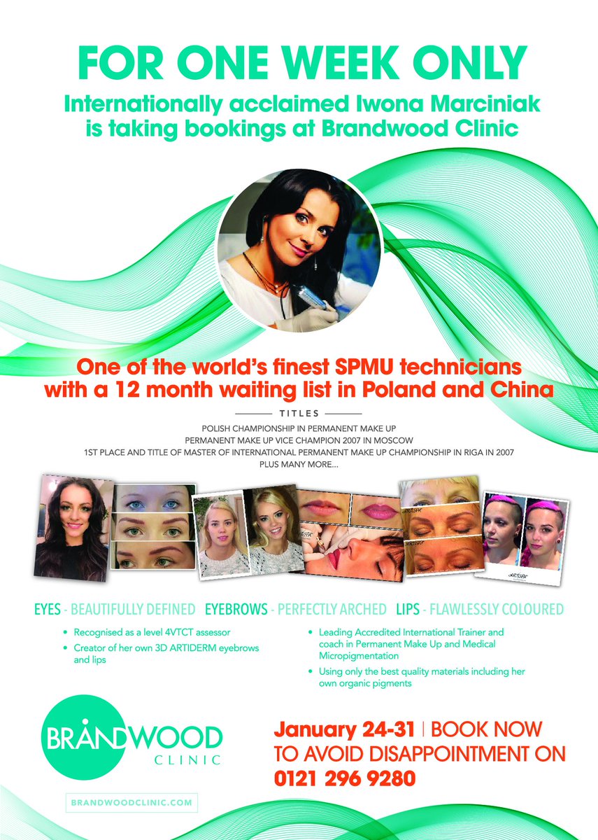 BrandwoodClinic's tweet photo. World-renowned SPMU specialist, Iwona Marciniak is with us for 7 days to perform her patented eye and lip treatments. Jan 24-31  Book now. https://t.co/9NF9xDGapl