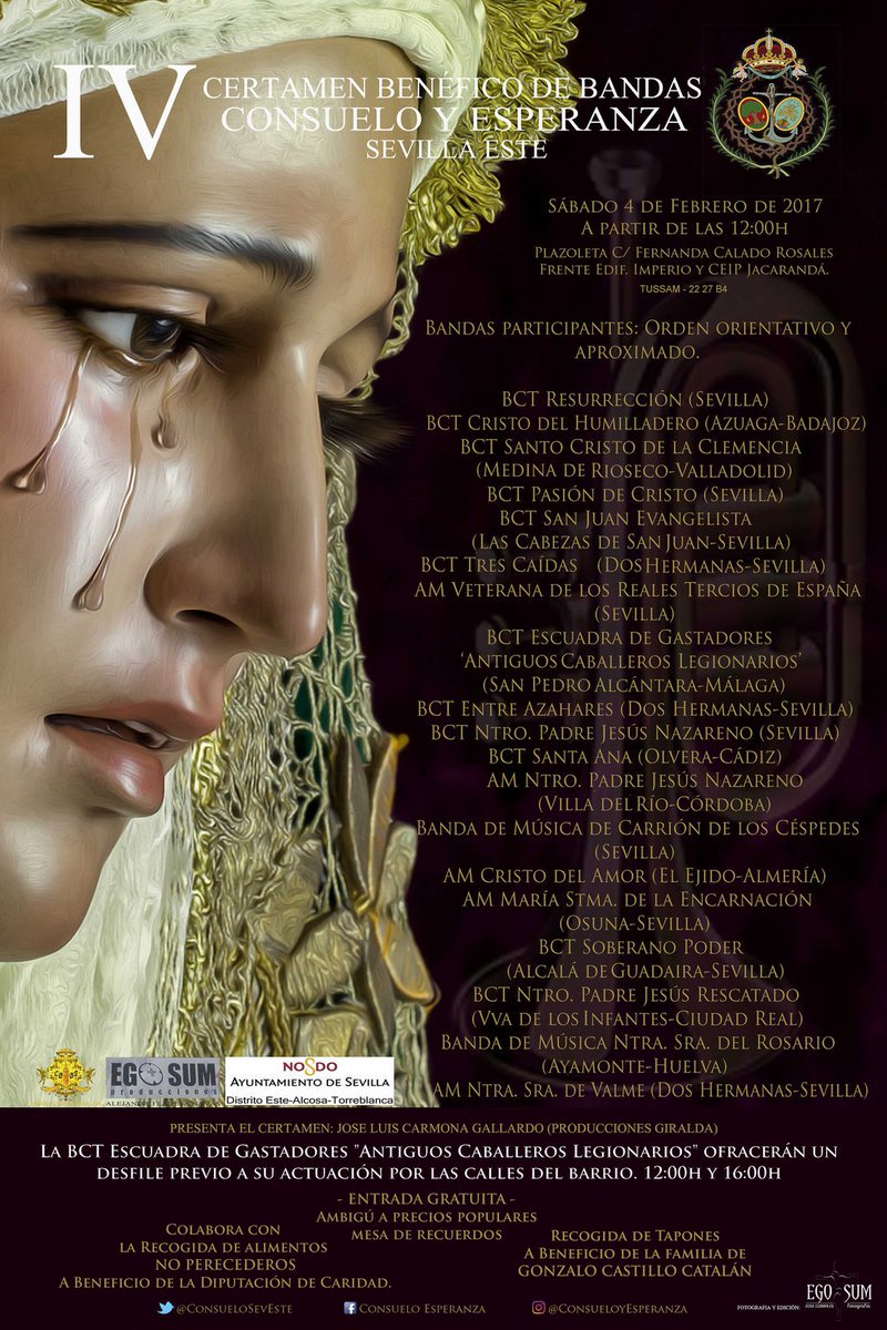 IV Certamen de Benéfico "Consuelo y Esperanza" de Sevilla. Más información en: musicofrades.com/iv-certamen-be… <a href="/BTresCaidasDH/">CC y TT Tres Caídas - Dos Hermanas</a>