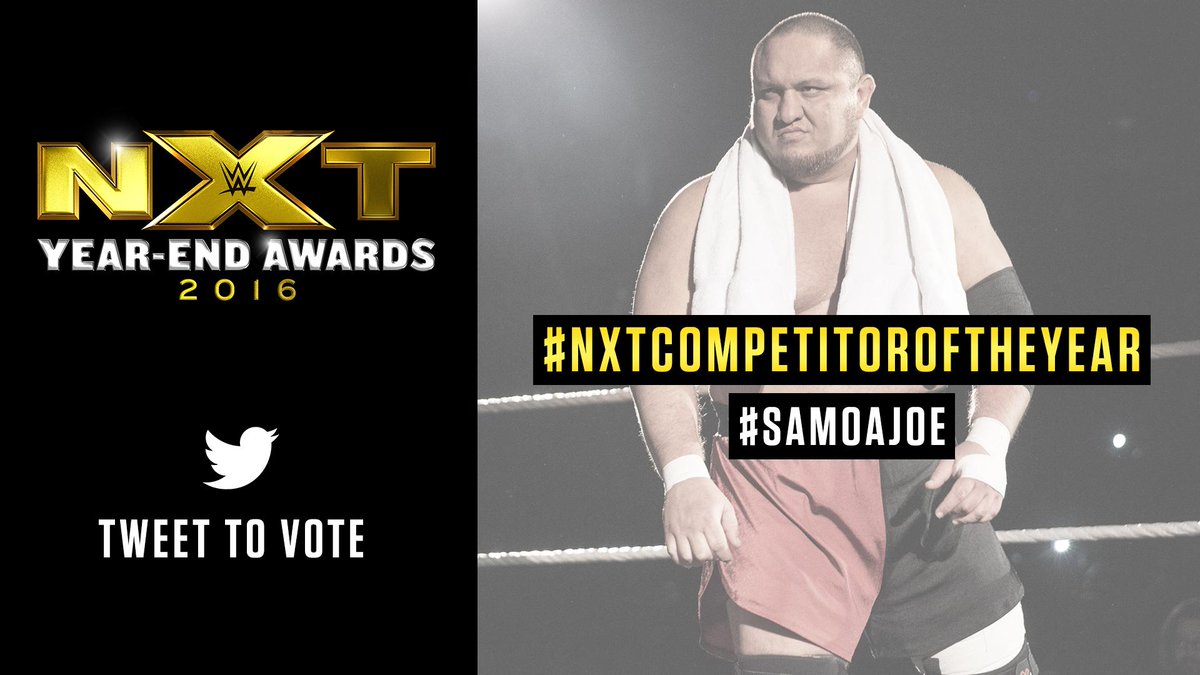 WWENXT's tweet photo. RT to vote for #SamoaJoe as #NXTCompetitorOfTheYear in the #NXTYearEndAwards. @SamoaJoe https://t.co/6s7wgwb0zy