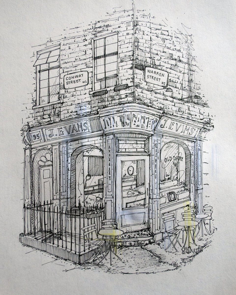 marianmartinart's tweet photo. My drawing of The Old Dairy Cafe W1. Email info@marianart.co.uk for commissions #londonislovinit #regentspark #fitzrovia #fatrun #running https://t.co/e8lnra0Seq