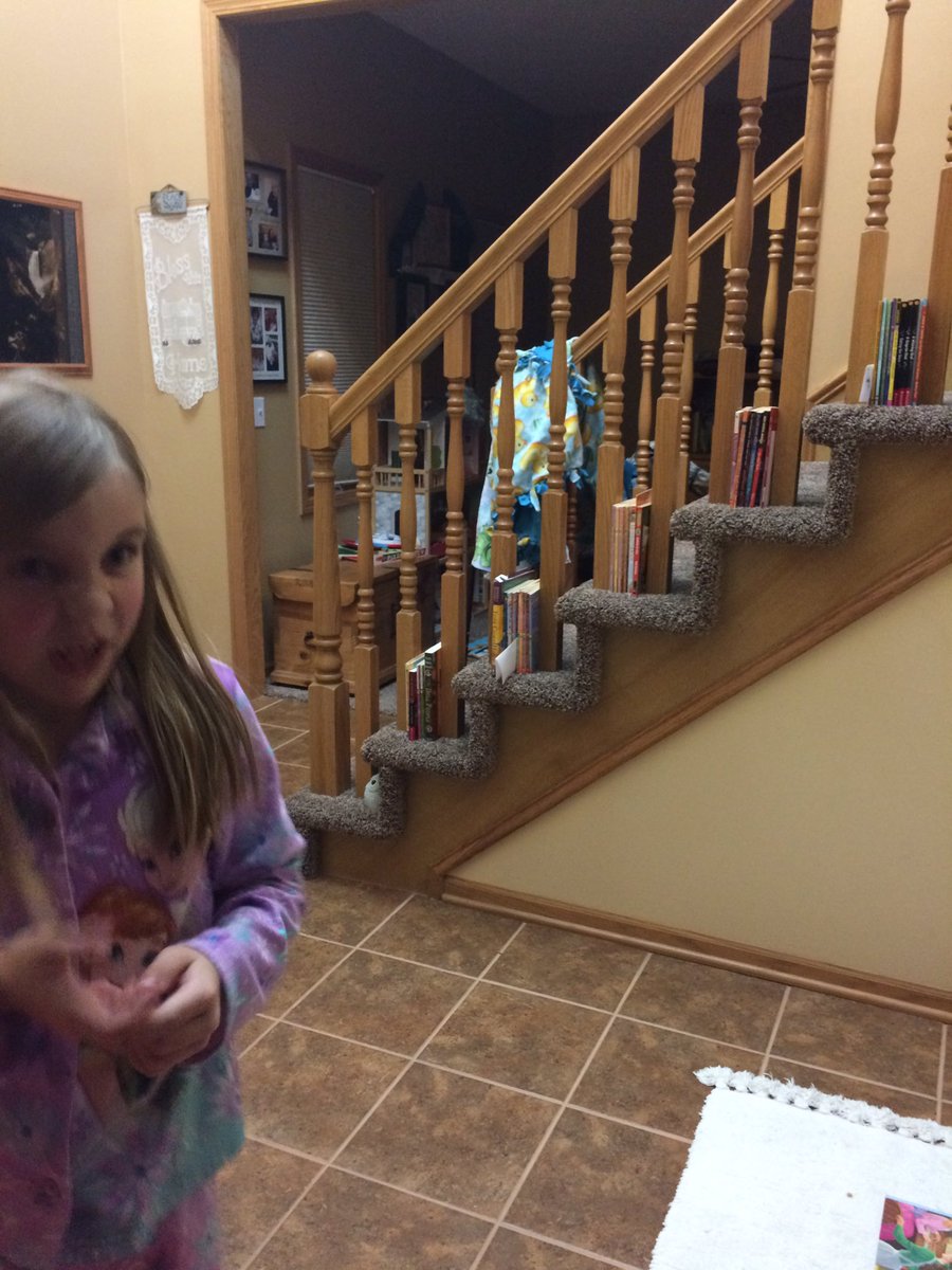 AuthorBrookeW's tweet photo. When you're iced in at home...play library! For four hours... you can borrow our librarian. :) #icestorm #momlife #playlibrary https://t.co/3wCbX3NxrV