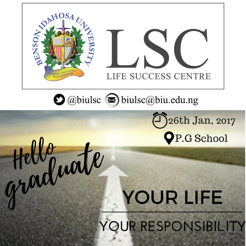 leavegoodbehind's tweet photo. #BIULSC2017 #LSCTG #LSCTE
Coming this January 26th...
Your Life...Your Responsibility
Every graduate must have Certificate + Sabificate https://t.co/XUegdpGTMg