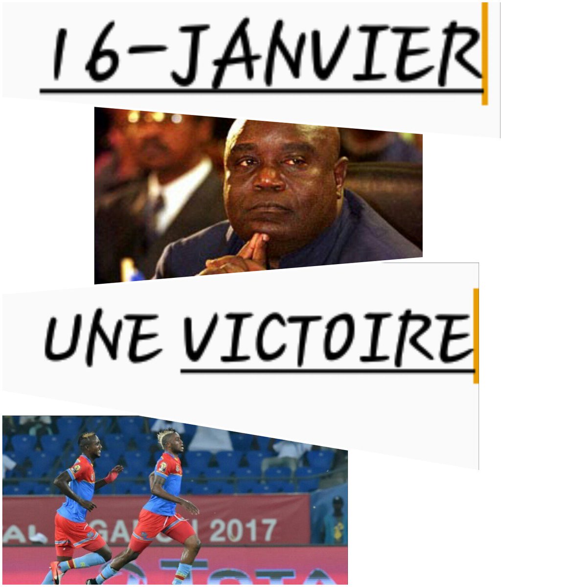 giremaki's tweet photo. #RDC #RDCONGO : 
1Date:16 janvier 
1 HÉROS: #KABILA MZEE
1 VICTOIRE: #CDMAR #CAN2017
1 SEUL RAÏS: #KABILA JOSEPH https://t.co/7CF4UrEzLd