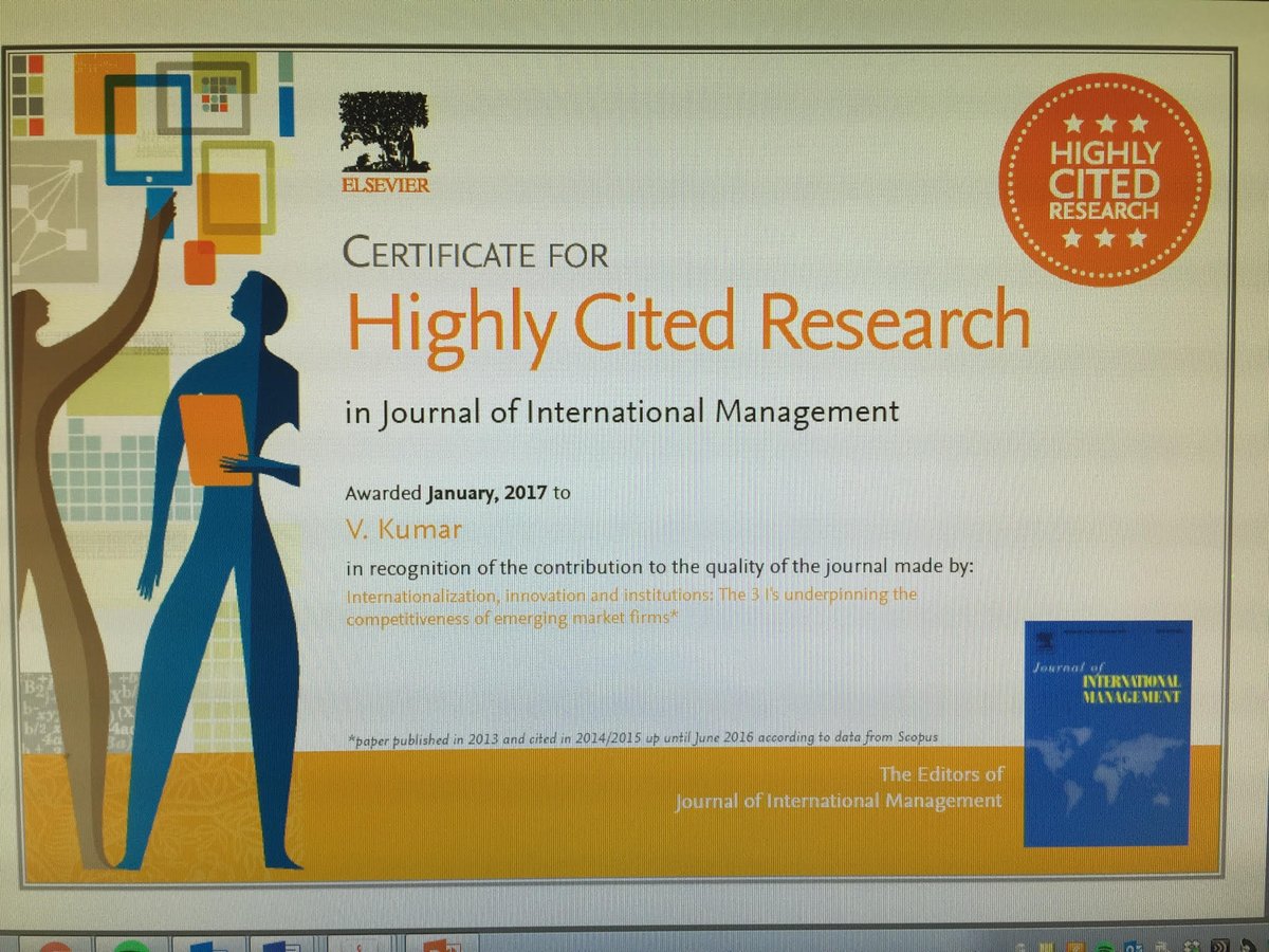 Paper by Vikas <a href="/kvikas21/">Vikas Kumar</a> , Ram Mudambi and Sid Gray awarded the Highly Cited Research by Journal of International Management