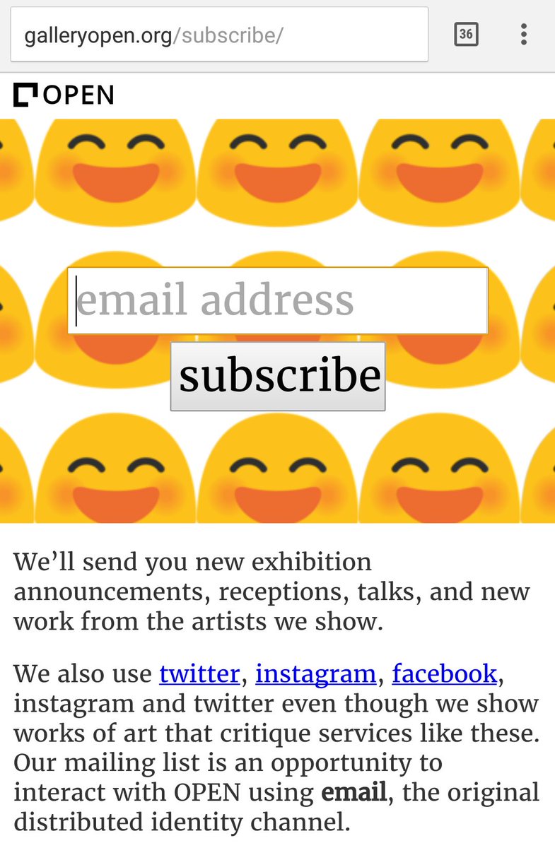 Sign up to our mailing list for exhibition announcements, receptions, talks, &amp; new work from the artists we show: galleryopen.org/subscribe