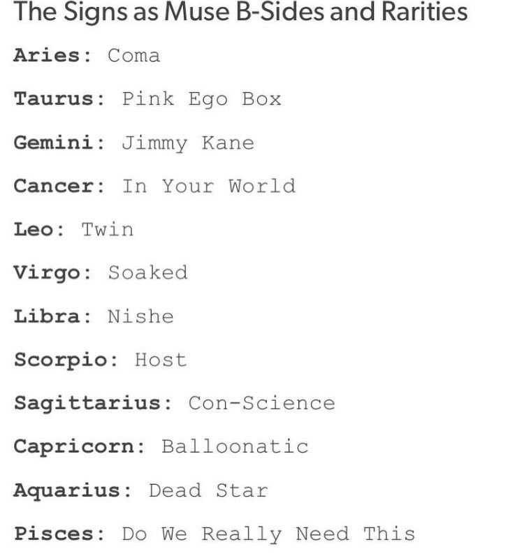 musehoroscopes's tweet photo. ✨ the signs as muse b-sides and rarities ✨
suggested by @conspiwacy • https://t.co/OHNZT1j1QU https://t.co/D1K5b9Ww0h