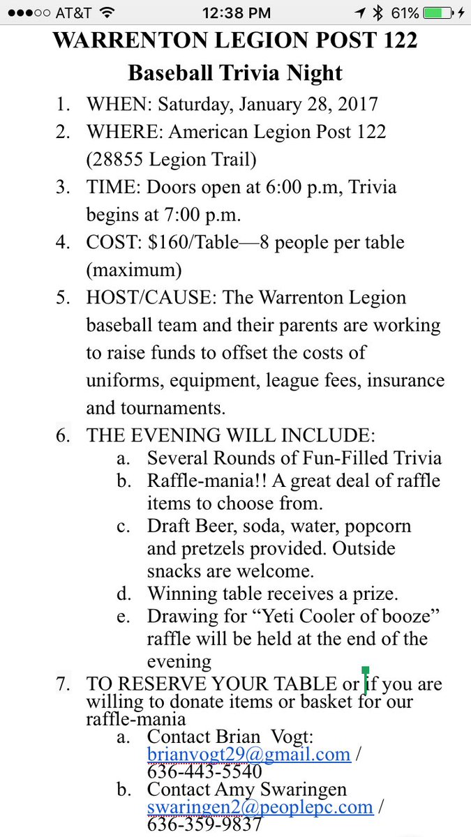 VFWPost2180's tweet photo. Trivia Night, 2017! Always a great time! Please contact us! Tables are running out! #TriviaNight https://t.co/lRqTNJrmuP