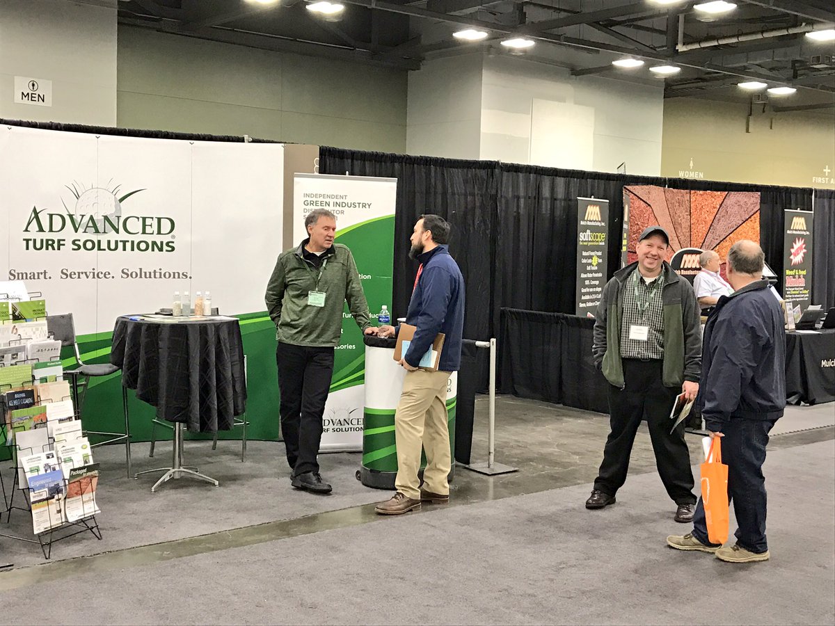 ATS_jobymorrow's tweet photo. @djdats and @TedVonderwell spending time with customers at the @AdvancedTurf booth during the first day of #MGIX in Columbus https://t.co/YpXpjsHgCy