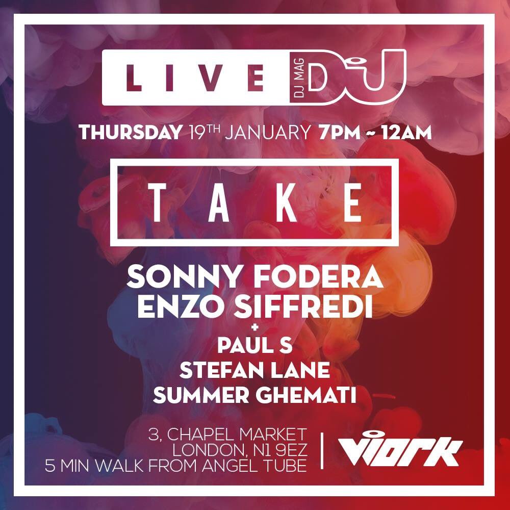 ThisIsTake's tweet photo. .@DJmag live stream Thursday w/ @sonnyfodera, @ENZOSIFFREDI &amp; residents! Limited free guest list here: https://t.co/Ghp6nyPW2i #london https://t.co/eMkM7O68wr
