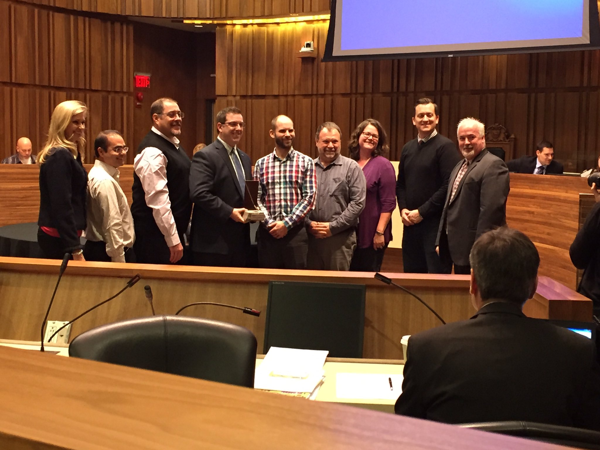 Here's @CamGuthrie, @DanGibsonCllr & @cityofguelph staff accepting a "Brownie" https://t.co/zVf0AaqzH3