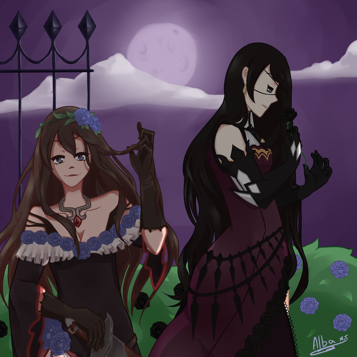 The_MaskedLady's tweet photo. Here's #Rosetta from #GranblueFantasy and @illydna's OC, Cecilia! 
Happy b-day.....? (???) https://t.co/TRP1GbReMh