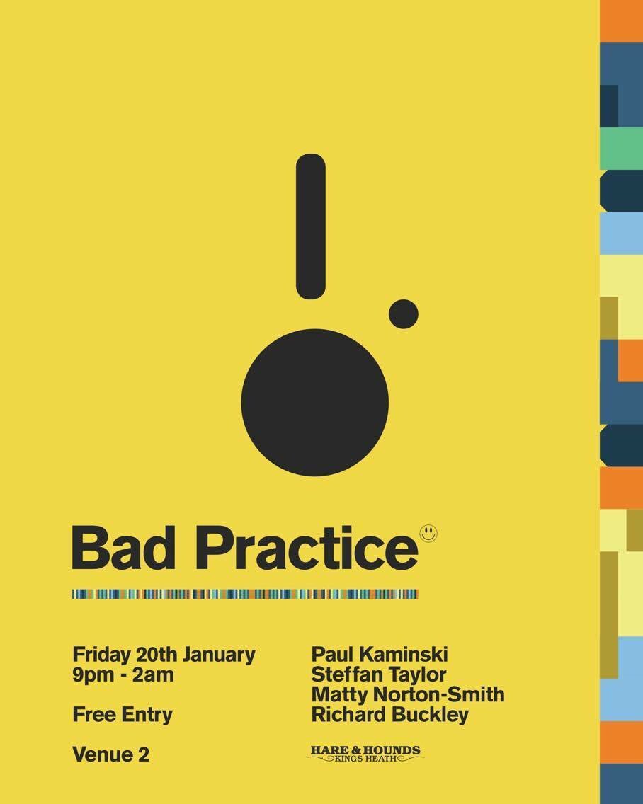 We're back at <a href="/hareandhounds/">Hare & Hounds Birmingham</a> this Friday - kick start 2017 with the Bad Practice DJs, FREE ENTRY all night long. #BrumArtsHour