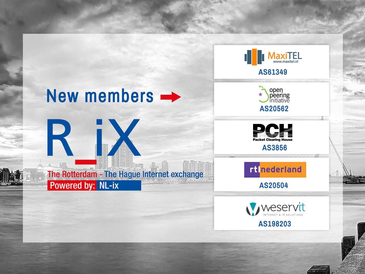 With 2 datacenter locations in the Rotterdam region, the new R_iX internet exchange initiative from Nl-ix is a good addition to our network.