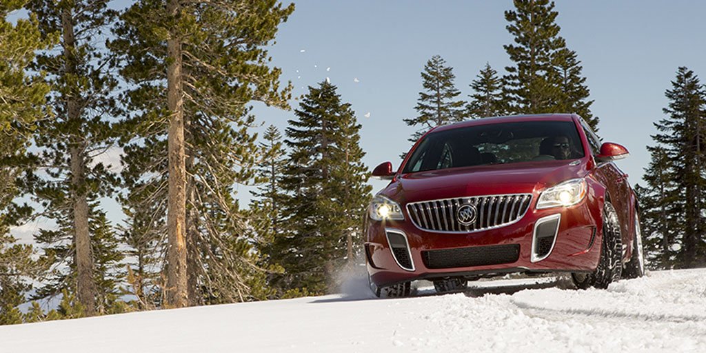 Buick's tweet image. Winter wandering? Drive confident with the available AWD #BuickRegal. s.buick.com/Ga24