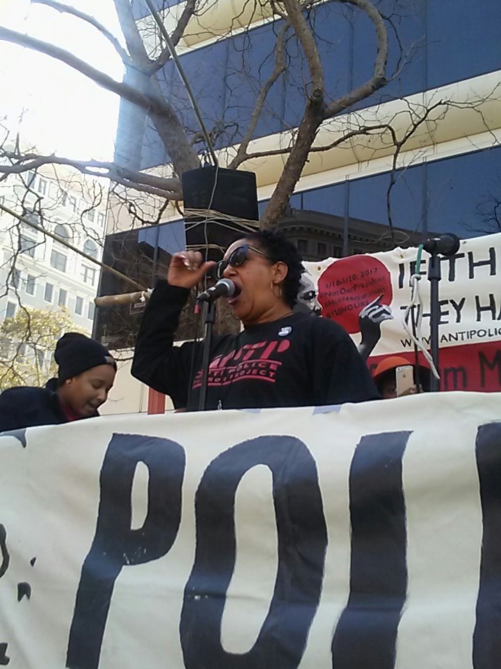 APTPaction's tweet photo. "Today we kick off the #HellNahguration" Cat Brooks, APTP shares her wisdom on the legacy of MLK Jr. https://t.co/xpOoD13t3f