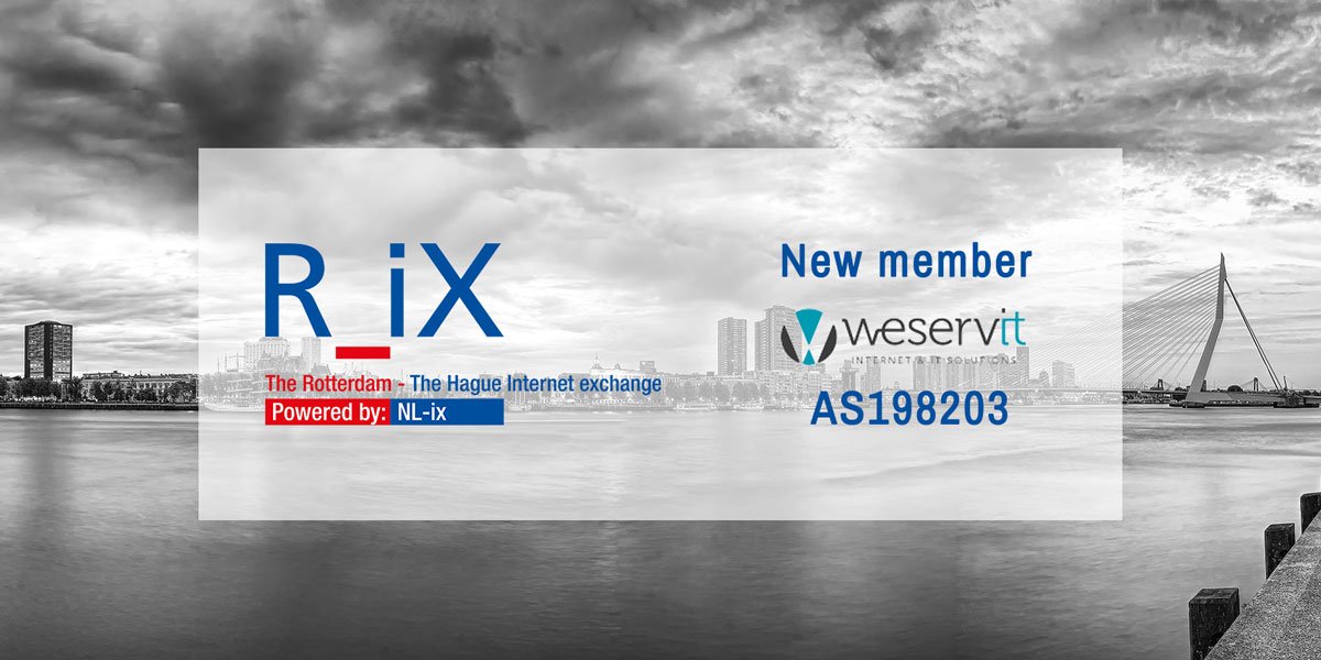 We proudly present you a new R_iX member: <a href="/WeservIT/">Weservit</a> #InternetExchange #TheHague #Rotterdam