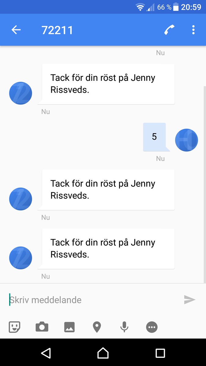 henrikoijer's tweet photo. Man kan rösta på Jenny Rissveds genom att smsa 5 till 72211. Kostar 3.60 https://t.co/4Vh5UN9ZaJ