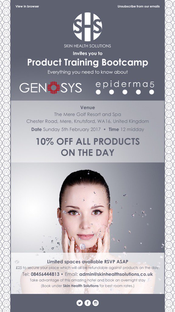 SkinHealthSOS's tweet photo. #Genosys#epiderma5 Product Training Bootcamp #Manchester #BookOn https://t.co/P9JnHtukmH