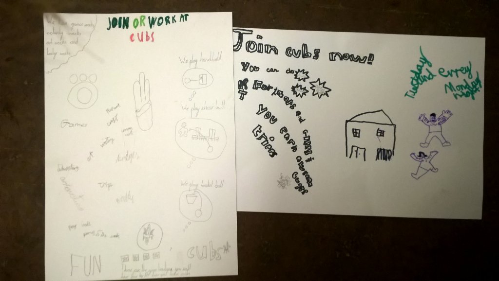 10thBath's tweet photo. Tonight we asked the cubs to make posters. Looks like they all want new Cubs rather than leaders. https://t.co/fiyGMz5z4P