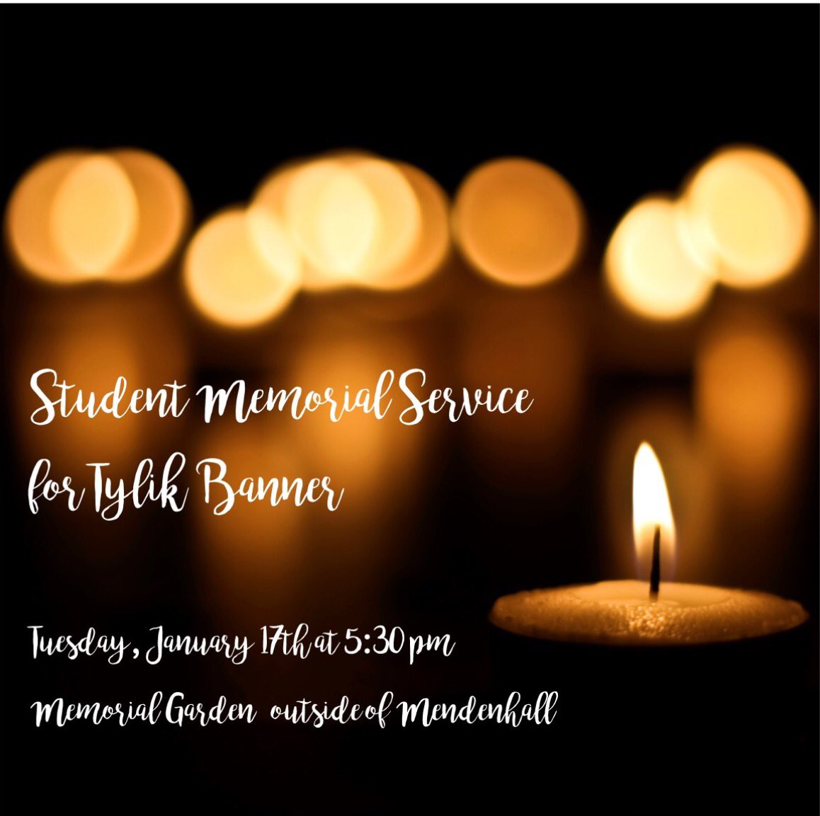 memorial for tylik tomorrow night outside of mendenhall, come out and show support for him ✊🏽💙 <a href="/EastCarolina/">ECU</a> @ECUProfessor