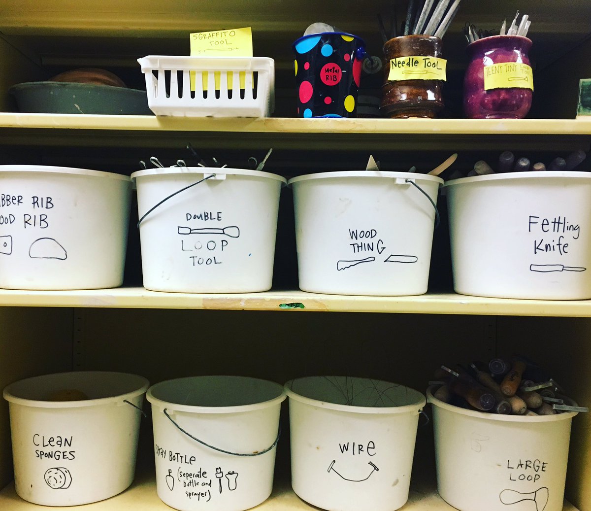 msmollybrennan's tweet photo. Clay tool #organizationstation!! It's looking like the #endofthesemester in #ceramics 1 . #teachart @TE_FineArts https://t.co/1sSvRWaCSc