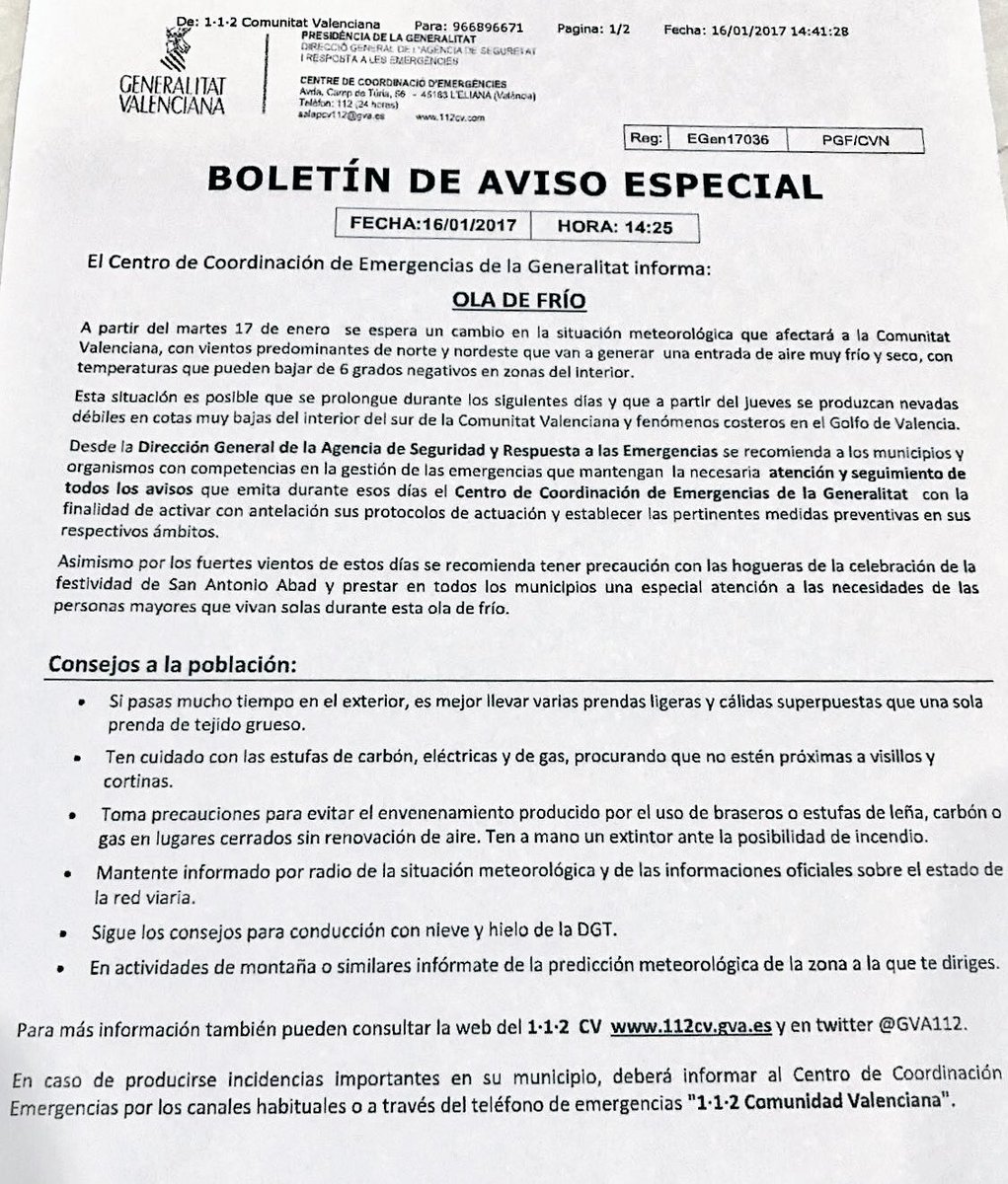 BernabeCanoES's tweet photo. ¡AVISO! 
El CCE @GVA112 informa de la #OladeFrío en la @c_valenciana a partir de mañana. @LaNuciaES. Más info: https://t.co/ZzSC6vppbP https://t.co/9GfwPs3Qv4