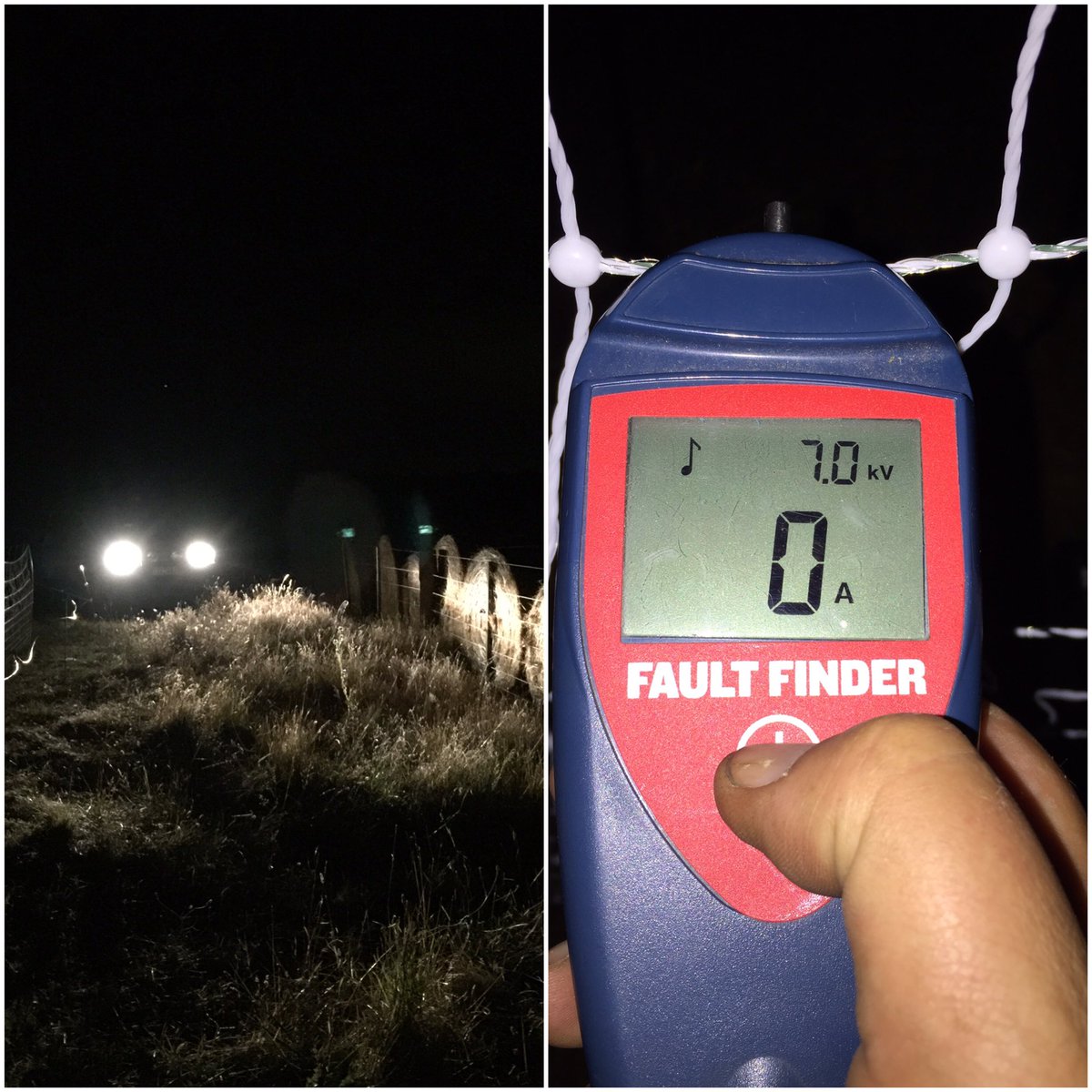 It was a long day setting up &amp; shifting our 1st flock. Working under headlights but the reading on the fence tester was a great end result.